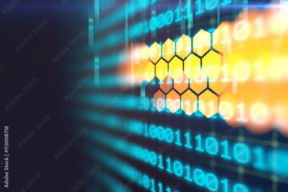 Wall mural digital code number abstract technology background