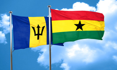Barbados flag with Ghana flag, 3D rendering