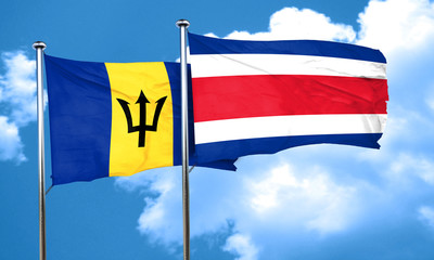 Barbados flag with Costa Rica flag, 3D rendering
