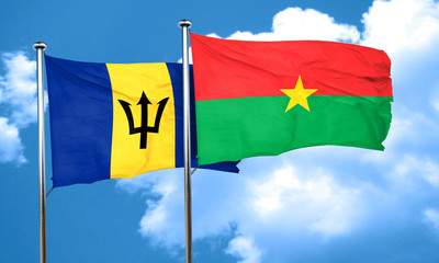 Barbados flag with Burkina Faso flag, 3D rendering