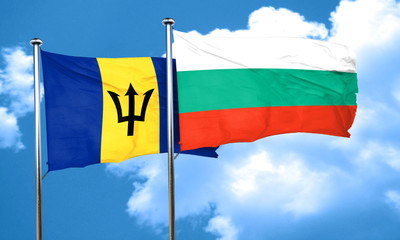 Barbados flag with Bulgaria flag, 3D rendering