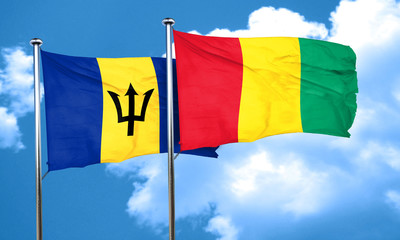 Barbados flag with Guinea flag, 3D rendering