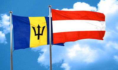 Barbados flag with Austria flag, 3D rendering