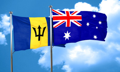 Fototapeta premium Barbados flag with Australia flag, 3D rendering