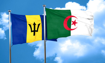 Barbados flag with Algeria flag, 3D rendering