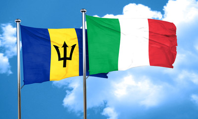 Barbados flag with Italy flag, 3D rendering