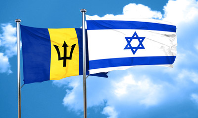 Barbados flag with Israel flag, 3D rendering