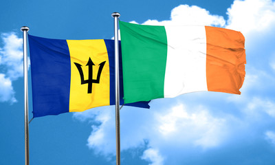 Barbados flag with Ireland flag, 3D rendering