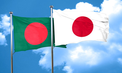 Bangladesh flag with Japan flag, 3D rendering