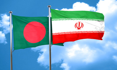 Bangladesh flag with Iran flag, 3D rendering