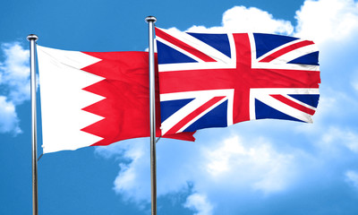 Bahrain flag with Great Britain flag, 3D rendering