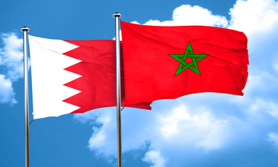 Bahrain flag with Morocco flag, 3D rendering