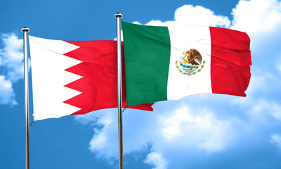 Bahrain flag with Mexico flag, 3D rendering