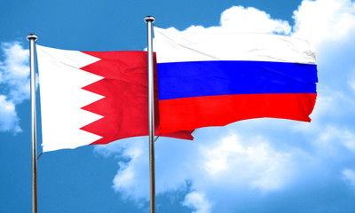 Bahrain flag with Russia flag, 3D rendering