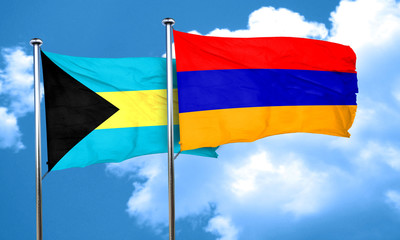 Bahamas flag with Armenia flag, 3D rendering