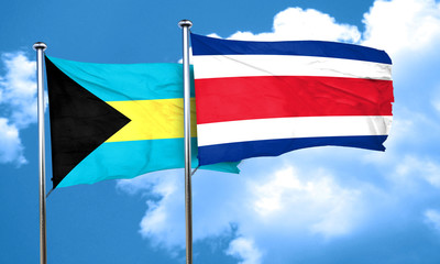 Bahamas flag with Costa Rica flag, 3D rendering