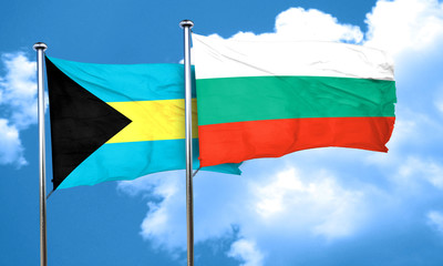 Bahamas flag with Bulgaria flag, 3D rendering