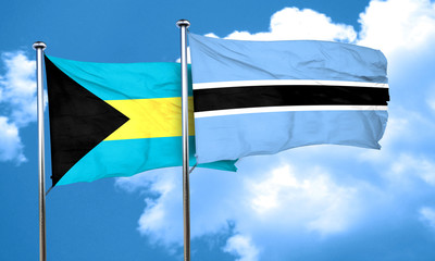 Bahamas flag with Botswana flag, 3D rendering