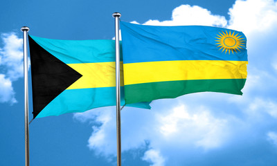 Bahamas flag with rwanda flag, 3D rendering