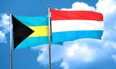 Bahamas flag with Luxembourg flag, 3D rendering