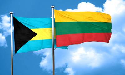 Bahamas flag with Lithuania flag, 3D rendering