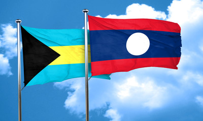 Bahamas flag with Laos flag, 3D rendering