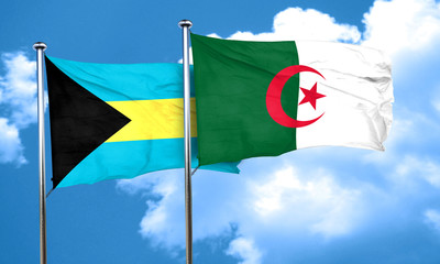 Bahamas flag with Algeria flag, 3D rendering