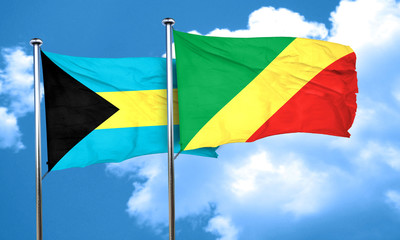Bahamas flag with congo flag, 3D rendering