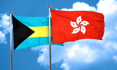 Bahamas flag with Hong Kong flag, 3D rendering