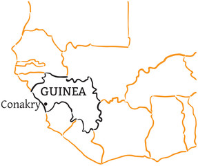 Guinea hand-drawn sketch map