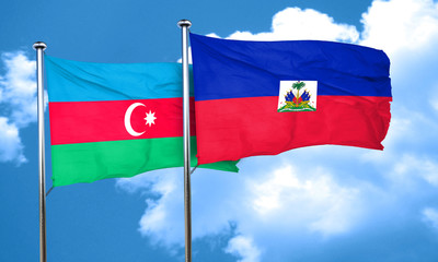 Azerbaijan flag with Haiti flag, 3D rendering