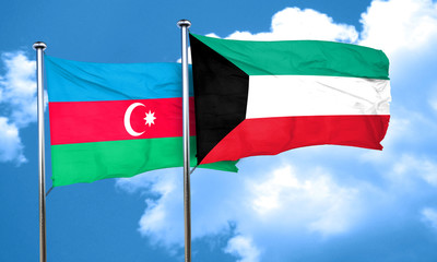 Azerbaijan flag with Kuwait flag, 3D rendering