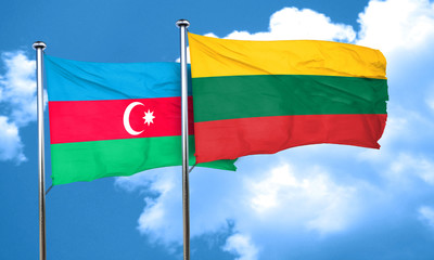Azerbaijan flag with Lithuania flag, 3D rendering