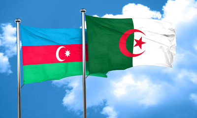 Azerbaijan flag with Algeria flag, 3D rendering