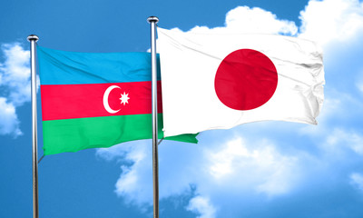 Azerbaijan flag with Japan flag, 3D rendering