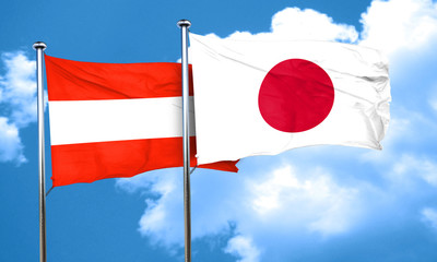 Austria flag with Japan flag, 3D rendering