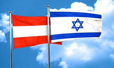 Austria flag with Israel flag, 3D rendering