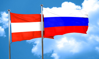 Austria flag with Russia flag, 3D rendering