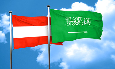 Austria flag with Saudi Arabia flag, 3D rendering