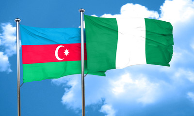 Azerbaijan flag with Nigeria flag, 3D rendering