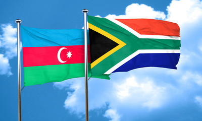 Azerbaijan flag with South Africa flag, 3D rendering