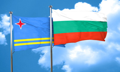 aruba flag with Bulgaria flag, 3D rendering
