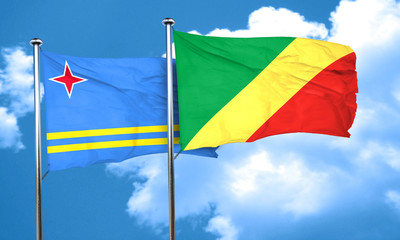 aruba flag with congo flag, 3D rendering