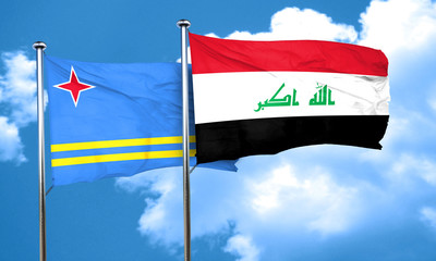 aruba flag with Iraq flag, 3D rendering