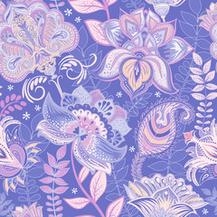 Bright seamless pattern in paisley style