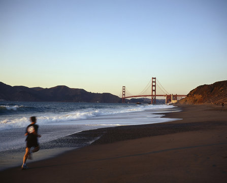 Baker Beach and the Golden Gate Bridge, San Francisco, California, USA