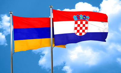 Armenia flag with Croatia flag, 3D rendering