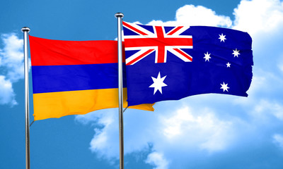 Armenia flag with Australia flag, 3D rendering