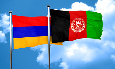 Armenia flag with afghanistan flag, 3D rendering