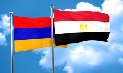 Armenia flag with egypt flag, 3D rendering